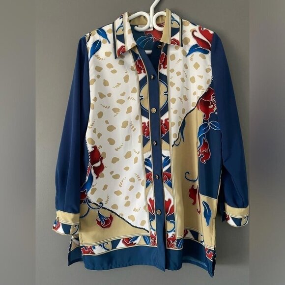 Preppy Baroque Button-Down Shirt D’Aillaird’s Floral Print Lightweight Old Money - Picture 1 of 14